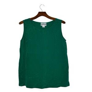 Vintage Diane Von Furstenberg 100% Silk DVF Green Blouse Sleeveless Top Tank top